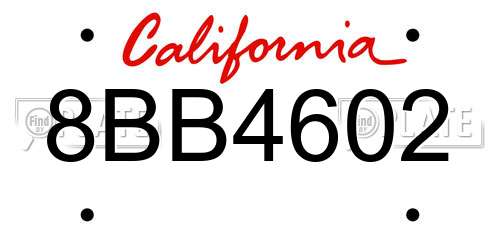 8BB4602 California License Plate