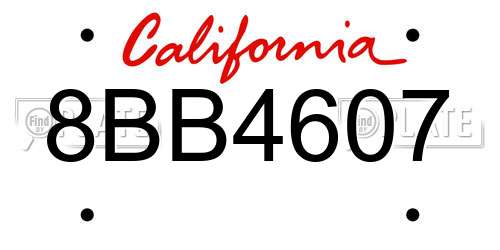 8BB4607 California License Plate