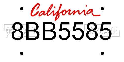 8BB5585 California License Plate