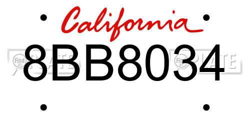 8BB8034 California License Plate