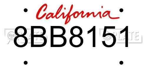 8BB8151 California License Plate