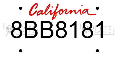 8BB8181 California License Plate