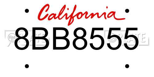 8BB8555 California License Plate