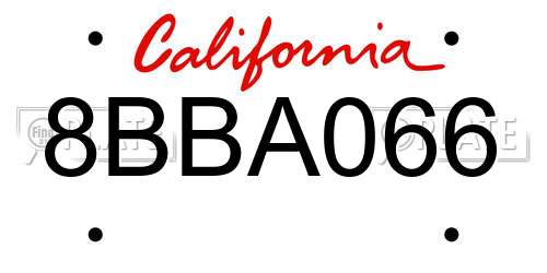 8BBA066 California License Plate
