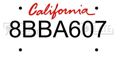 8BBA607 California License Plate