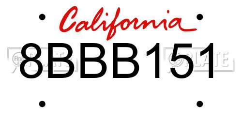 8BBB151 California License Plate