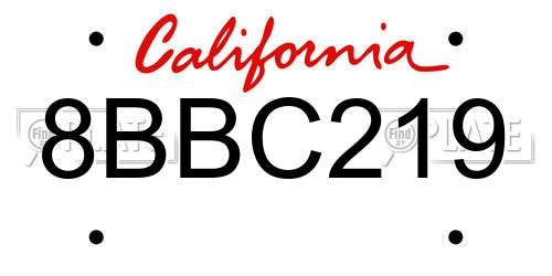 8BBC219 California License Plate