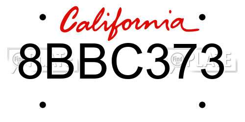 8BBC373 California License Plate