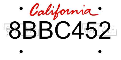 8BBC452 California License Plate