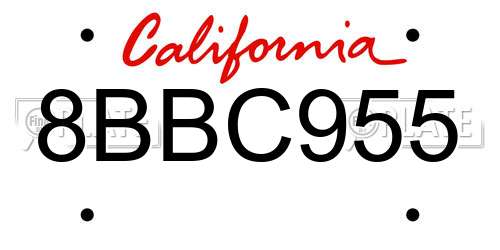 8BBC955 California License Plate