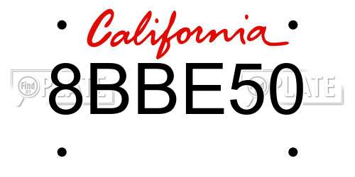 8BBE50 California License Plate