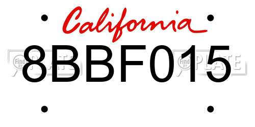 8BBF015 California License Plate