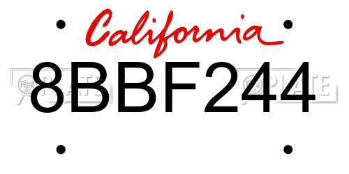 8BBF244 California License Plate