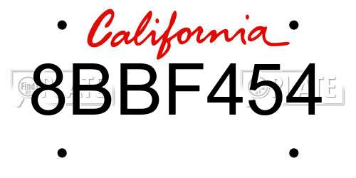 8BBF454 California License Plate