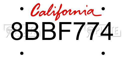 8BBF774 California License Plate