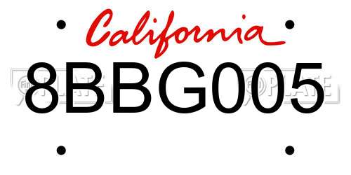 8BBG005 California License Plate