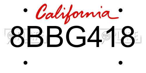 8BBG418 California License Plate