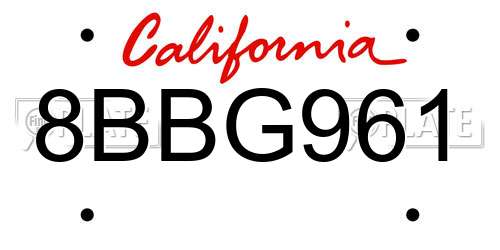 8BBG961 California License Plate