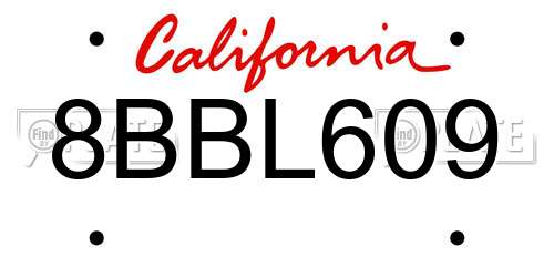 8BBL609 California License Plate