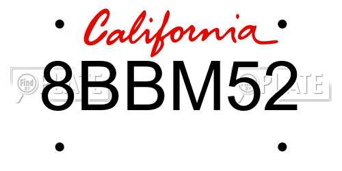8BBM52 California License Plate