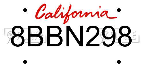 8BBN298 California License Plate
