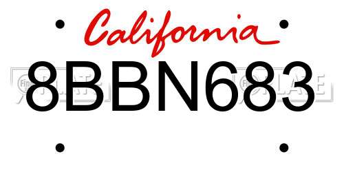 8BBN683 California License Plate