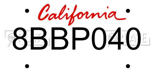 8BBP040 California License Plate