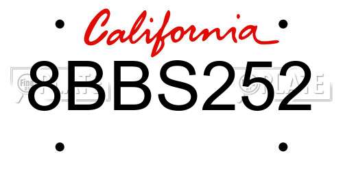 8BBS252 California License Plate