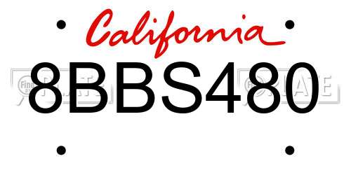 8BBS480 California License Plate