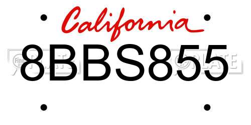 8BBS855 California License Plate