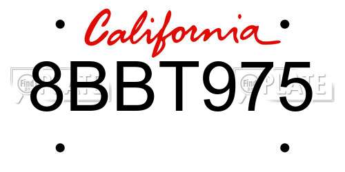 8BBT975 California License Plate