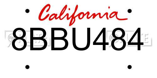 8BBU484 California License Plate