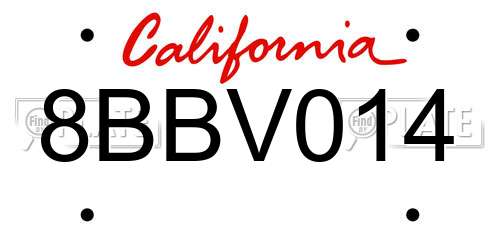 8BBV014 California License Plate