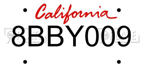 8BBY009 California License Plate