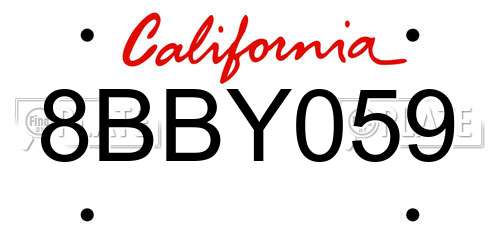 8BBY059 California License Plate
