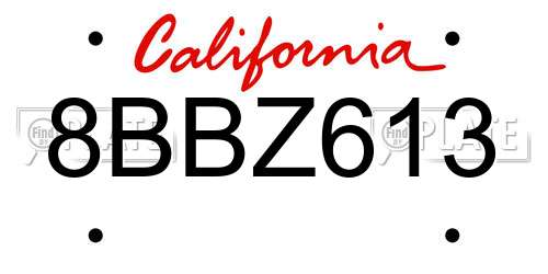 8BBZ613 California License Plate