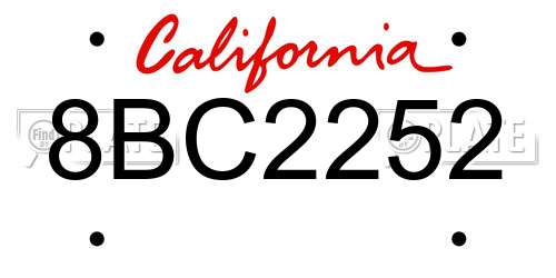 8BC2252 California License Plate
