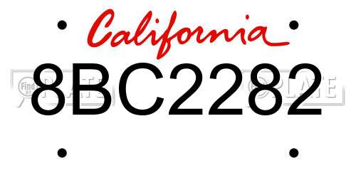 8BC2282 California License Plate