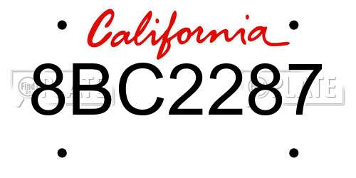 8BC2287 California License Plate