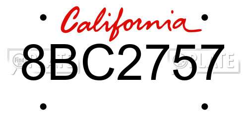 8BC2757 California License Plate
