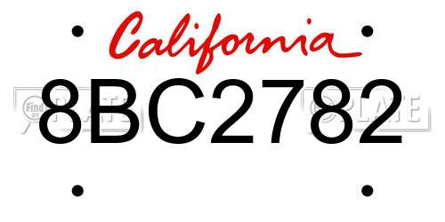 8BC2782 California License Plate