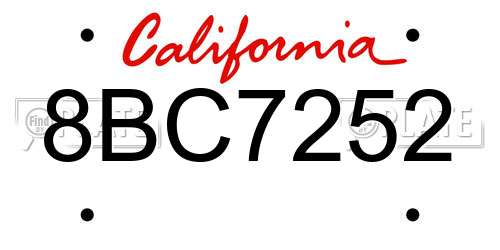 8BC7252 California License Plate