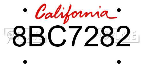 8BC7282 California License Plate