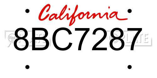 8BC7287 California License Plate