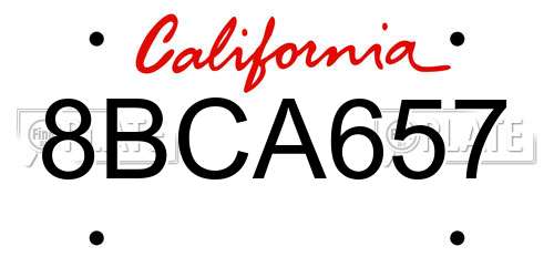 8BCA657 California License Plate