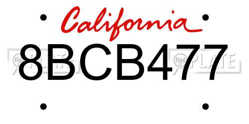 8BCB477 California License Plate