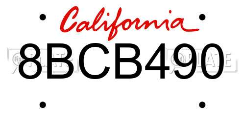 8BCB490 California License Plate