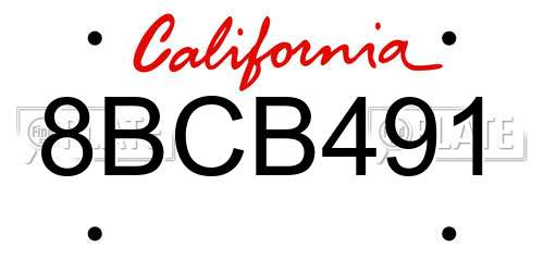 8BCB491 California License Plate