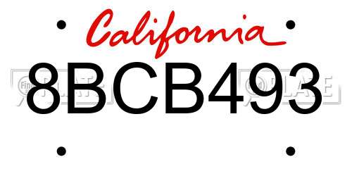 8BCB493 California License Plate