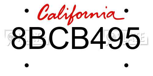 8BCB495 California License Plate